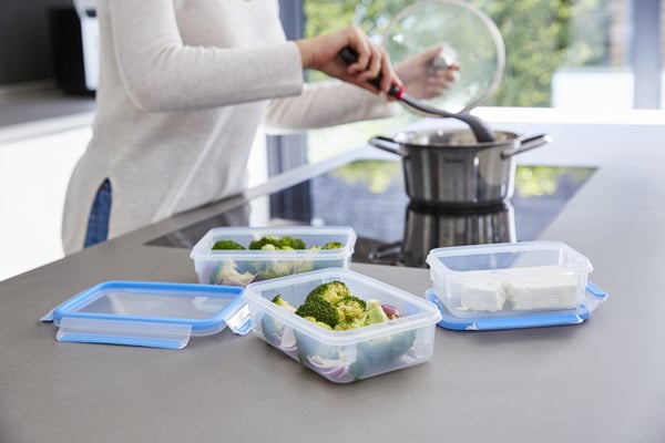 Tefal MasterSeal N10307 Rektangulär Låda 0,8 l Blå, Transparent 5 styck