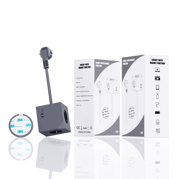 Microconnect MC-CUBE015USBMAGNETIC jatkojohto 1,5 m 3 AC-pistorasia(a) Harmaa
