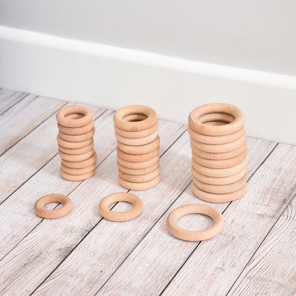 Tickit Natural Wooden Rings Small motorik legetøj