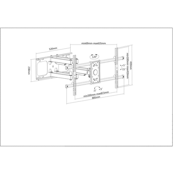 Manhattan 461290 tv-beslag 2,29 m (90") Sort