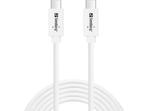 Sandberg 136-54 USB-kaapeli USB 3.2 Gen 2 (3.1 Gen 2) 2 m USB C 10 Gbit/s 100 W Valkoinen