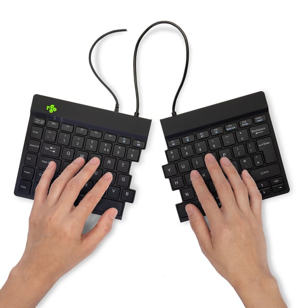 R-Go Tools delat tangentbord, (Storbritannien), svart QWERTY, trådbundet. Windows, Linux Integrerat numeriskt tangentbord