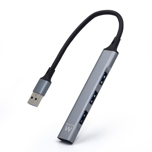 Ewent EW1144 gränssnittshubbar USB 3.2 Gen 1 (3.1 Gen 1) Type-A 5000 Mbit/s Grå, Silver