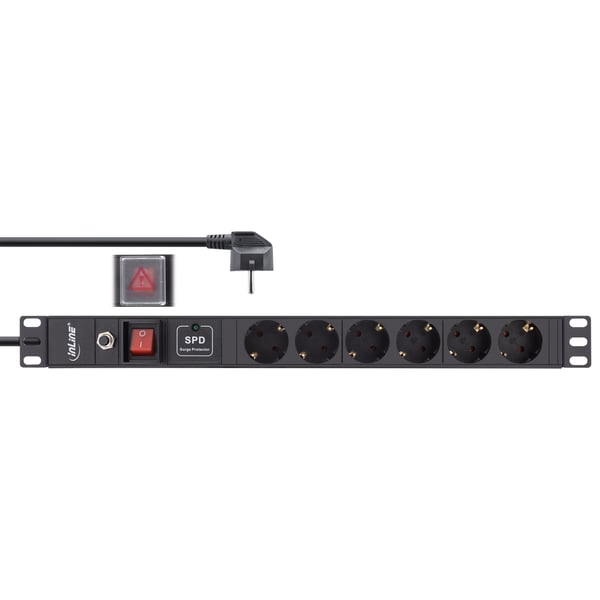 InLine 16416P overspændingsbeskytter Sort 6 AC stikkontakt(er) 2 m
