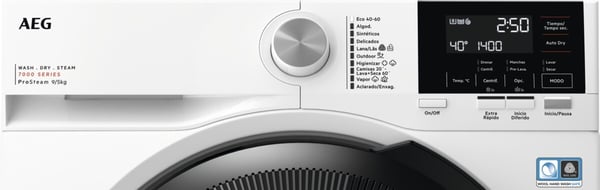 AEG Series 7000 LWR7194M4B kombinerad tvättmaskin och Tumlare Fristående Frontmatad Vit