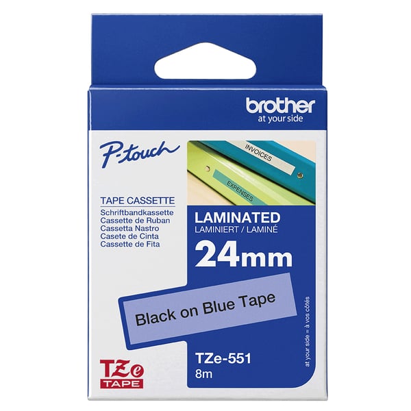 Brother TZe-551 - Svart på blått - Rulle (2,4 cm)