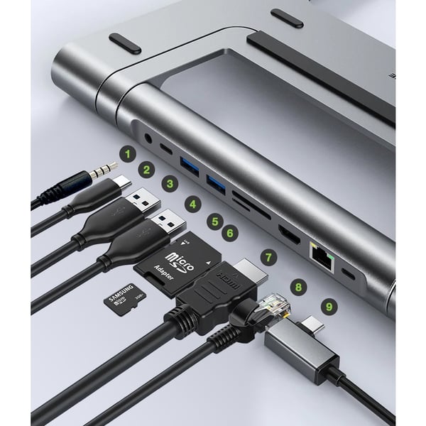 Techly ICA-NTB-DOCK91 Langallinen USB 3.2 Gen 1 (3.1 Gen 1) Type-C Hopea