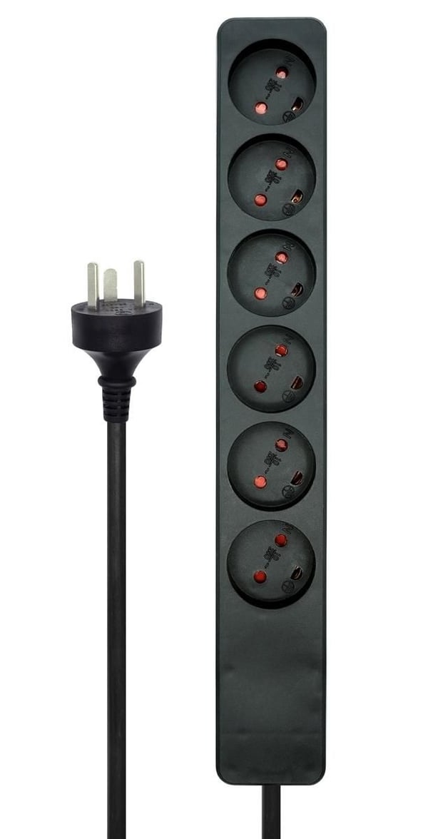 Microconnect MC-EDBGRU0605B stikdåse 5 m 6 AC stikkontakt(er) Sort
