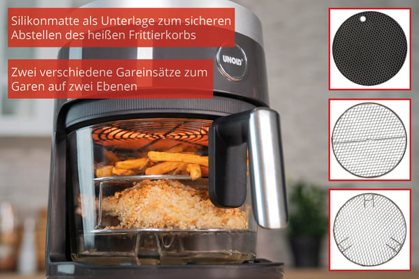Unold 58695 rasvakeitin Yksi 3,5 L Erillinen 1200 W Kuumakiertoilmakypsennin Musta