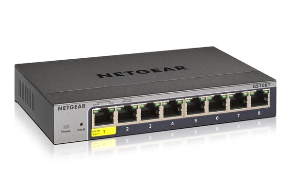 NETGEAR GS108T Hallittu L2 Gigabit Ethernet (10/100/1000) Harmaa