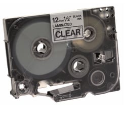 Brother Black on Clear Gloss Laminated Tape, 12mm etikett-tejp TZ