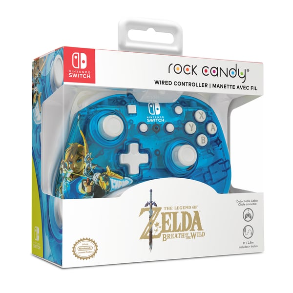 PDP Rock Candy: Berry Brave Link Blå, Translucent USB Spelplatta Analog / Digital Nintendo Switch, Nintendo Switch Lite, Nintendo Switch OLED