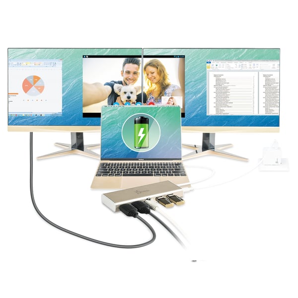 j5create JCD381-N USB Type-C™ dubbel HDMI mini dockningsstation-Ethernet/ USB 3.1 HUB / PD2.0