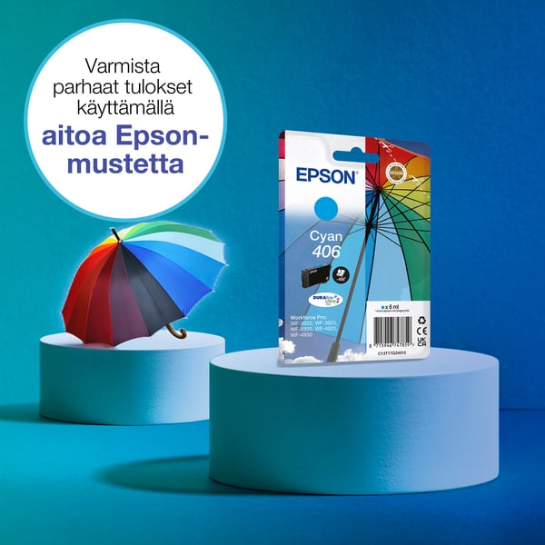 Epson Yksittäispakkaus, syaani 406 sateenvarjo DURABrite Ultra -muste