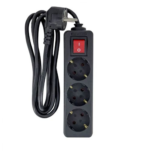 Microconnect MC-GRU0033BS stikdåse 3 m 3 AC stikkontakt(er) Indendørs Sort