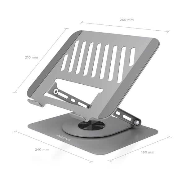 AISENS LP5SXL-487 kannettavan tietokoneen teline Kannettavan tietokoneen ja tabletin teline Harmaa 43,2 cm (17")