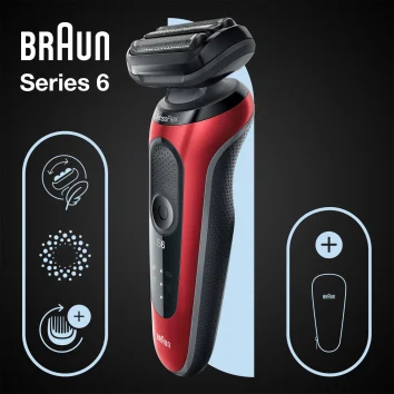 Braun Series 6 61-R1000s Folie shaver Sort, Rød