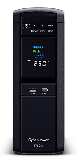 CyberPower CP1350EPFCLCD UPS-virtalähde Linjainteraktiivinen 1,35 kVA 810 W 6 AC-pistorasia(a)