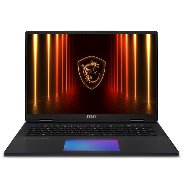 MSI Titan 18 HX A2WJ-1079IT Intel Core Ultra 9 290HX Plus Kannettava tietokone 45,7 cm (18") UHD+ 64 GB DDR5-SDRAM 2 TB SSD NVIDIA GeForce RTX 5090 Wi-Fi 7 (802.11be) Windows 11 Home Musta