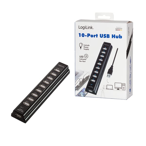 LogiLink UA0096 gränssnittshubbar USB 2.0 480 Mbit/s Svart