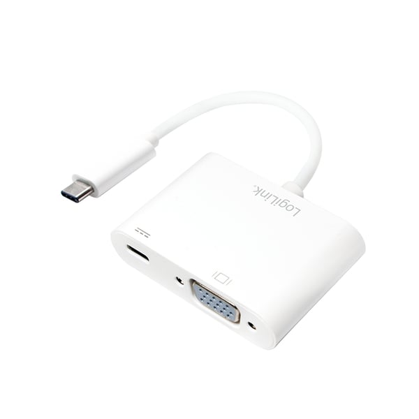 LogiLink 0.14m, 2xUSB-C/VGA USB grafisk adapter 1920 x 1200 pixel Hvid