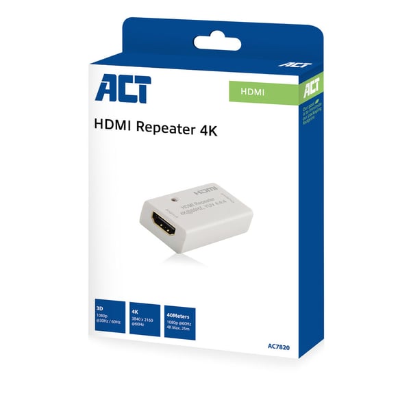 ACT AC7820 AV-förlängare Repeater för AV-utrustning Vit