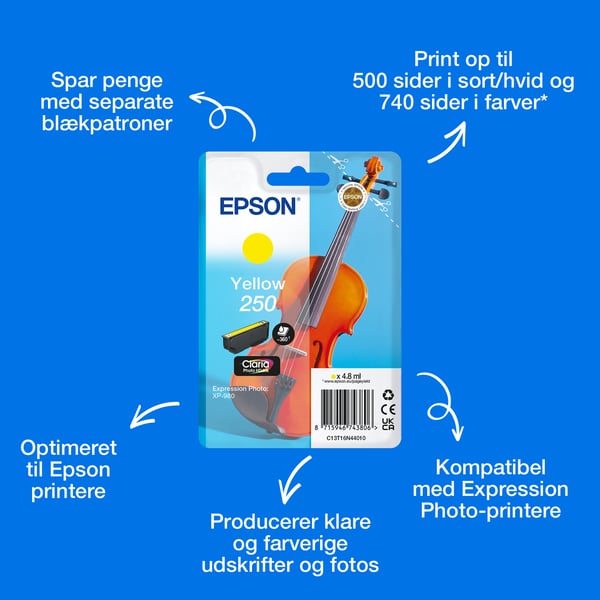 Epson Enkeltpakke, gul 250 Violin Claria Photo HD-blæk