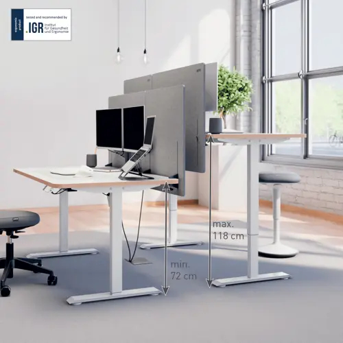 Leitz Ergo elektrisk hæve-sænke skrivebord 140 x 80 cm med påmindelse om at stå op
