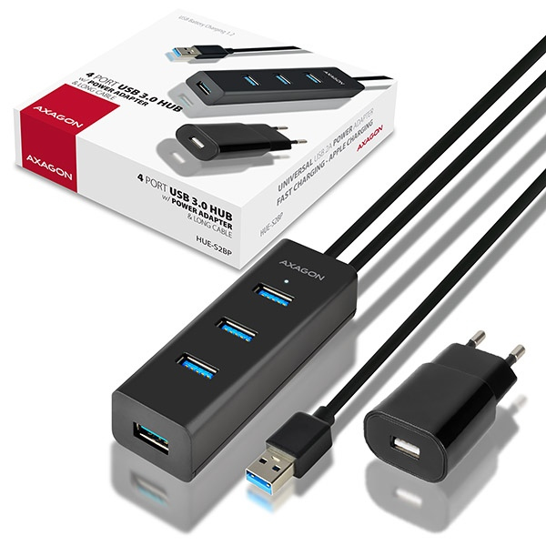Axagon HUE-S2BP gränssnittshubbar USB 3.2 Gen 1 (3.1 Gen 1) Type-A 5000 Mbit/s Svart