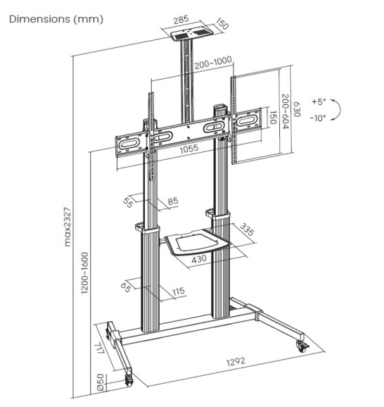 Equip 650631 tv-beslag 2,54 m (100") Sort