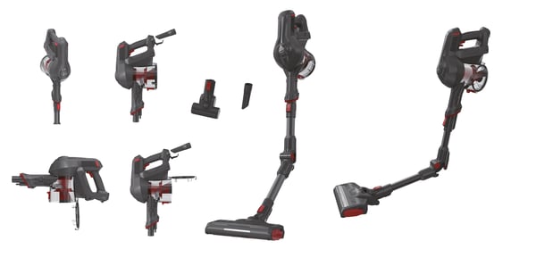 Hoover HF103PX 011 2-in-1-varsi-imuri Akku Kuiva Pussiton Musta, Punainen 2 ah