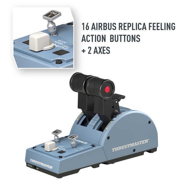 Thrustmaster TCA Quadrant Airbus Edition Sort, Blå USB Flysimulator Analog/digital PC