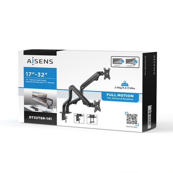 AISENS DT32TSR-141 monitorin kiinnike ja jalusta 81,3 cm (32") Vastaanotto Musta