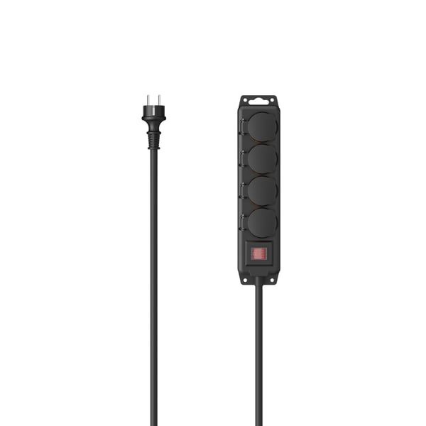 Hama 00223063 stikdåse 2 m 4 AC stikkontakt(er) Udendørs Sort