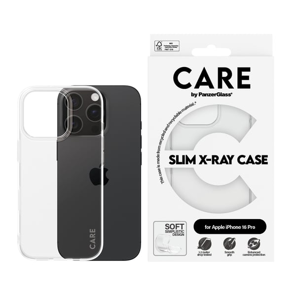PanzerGlass CARE™ by ® X-Ray Case iPhone 16 Pro mobiltelefonfodral Mobilskal Transparent