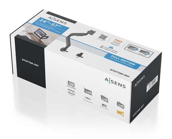AISENS DT57TSR-307 skærmbeslag og -stativer 144,8 cm (57") Skrivebord Sort