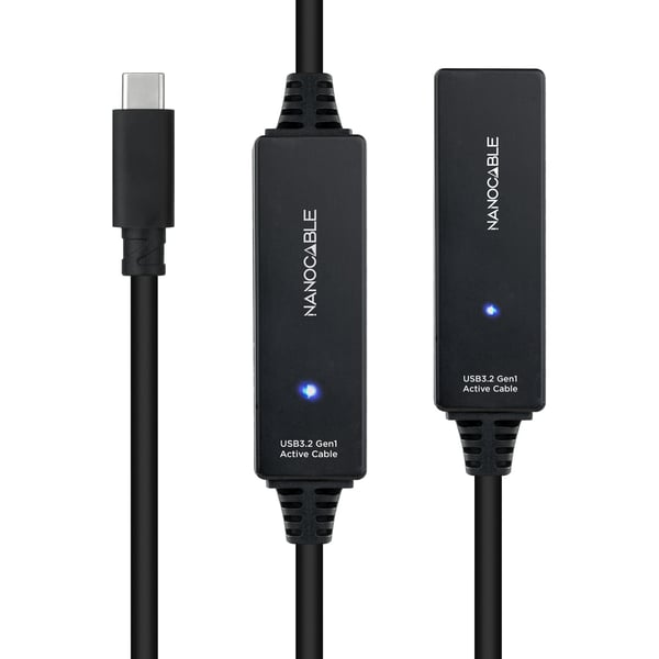 Nanocable 10.01.1312 USB-kabel USB 3.2 Gen 1 (3.1 Gen 1) 10 m USB C 5 Gbit/sek. Sort