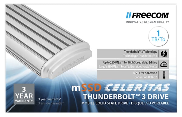 Freecom mSSD Celeritas Thunderbolt-teknik 1 TB USB Type-C 3.2 Gen 2 (3.1 Gen 2) Aluminium