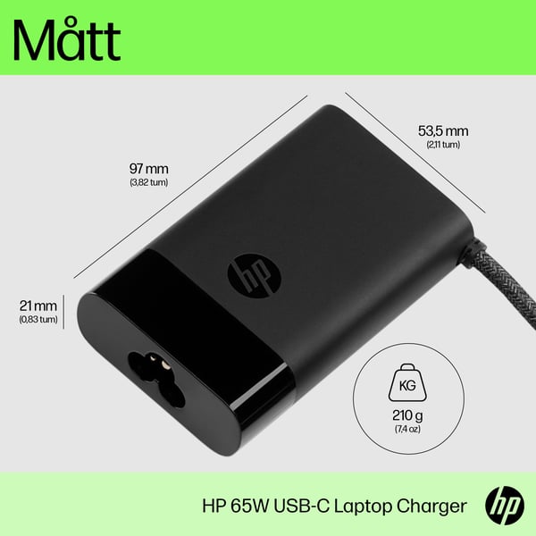 HP USB-C 65 W laddare för bärbar dator