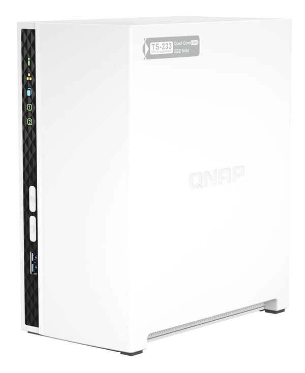 QNAP TS-233 NAS- & lagringsservrar Tower Arm Cortex-A55 2 GB 0 TB QNAP QTS Vit