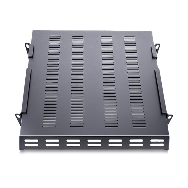 StarTech.com 1U ventilerat hyllplan med justerbart djup för rack - kraftigt, fast rackhyllplan - 113 kg
