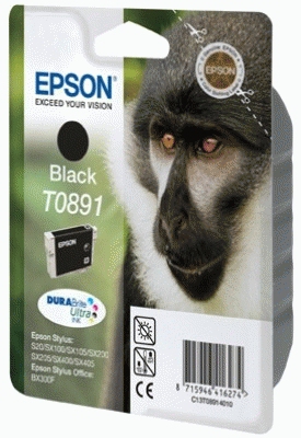 Epson Monkey T0891 Black DURABrite Ink Cartridge blækpatron Original Sort