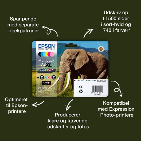 Epson Elephant 24 elefant Claria Photo HD enkeltpakke lys magenta blæk