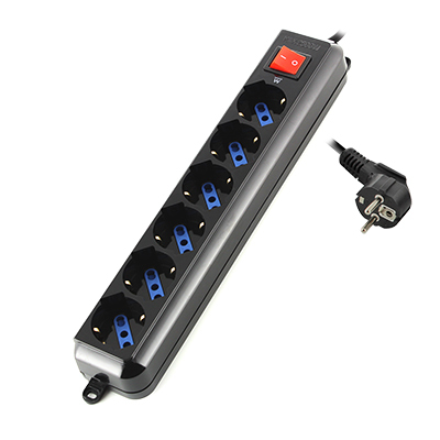 Ewent EW3924 stikdåse 1,5 m 6 AC stikkontakt(er) Sort