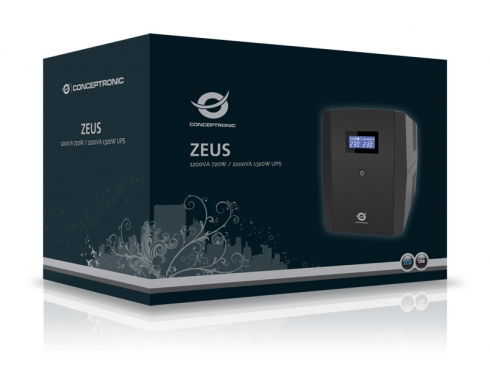 Conceptronic ZEUS03E UPS-virtalähde Linjainteraktiivinen 1,2 kVA 720 W 6 AC-pistorasia(a)