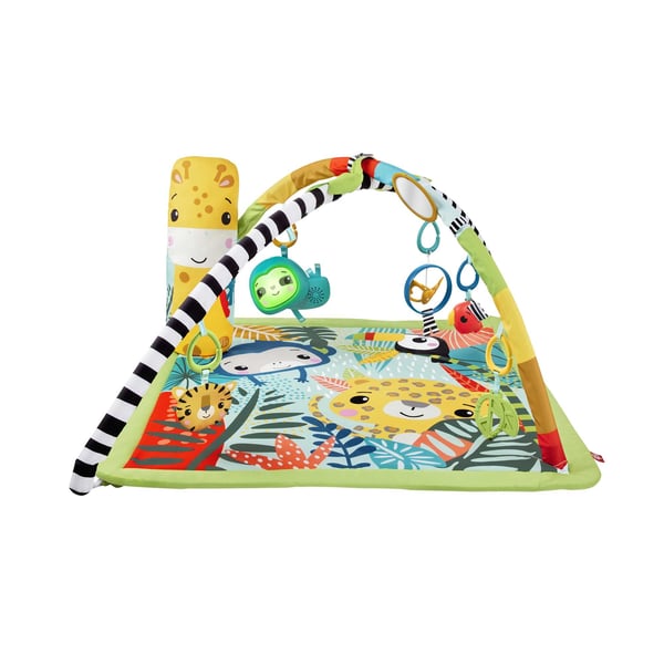 Fisher-Price 3-i-1-gym för baby och småbarn, lekmatta och sensoriska leksaker för lek på mage, regnskog