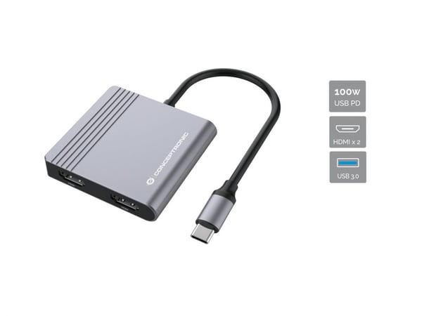 Conceptronic DONN13G dockingstation Ledningsført USB 3.2 Gen 1 (3.1 Gen 1) Type-C Grå