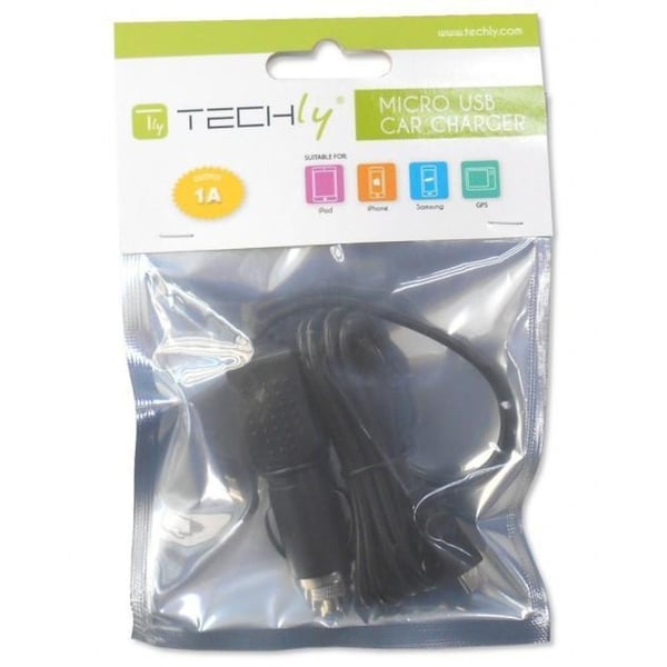 Techly IPW-CAR-MICRO1 oplader til mobil enhed Mobiltelefon Sort Cigartænder Automatisk