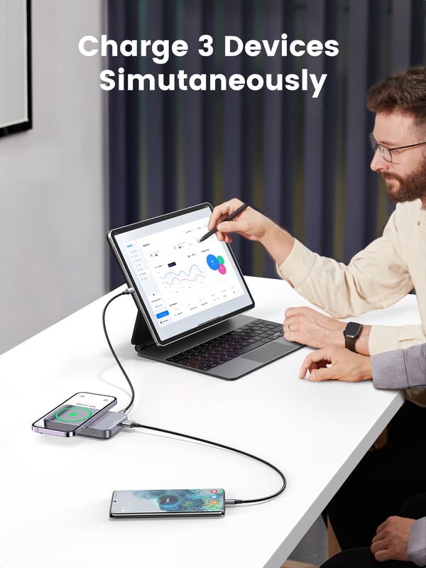 Ugreen 10000mAh Mini Powerbank Wireless 20W with MagSafe grey Lithium polymer (LiPo) Trådløs opladning Grå