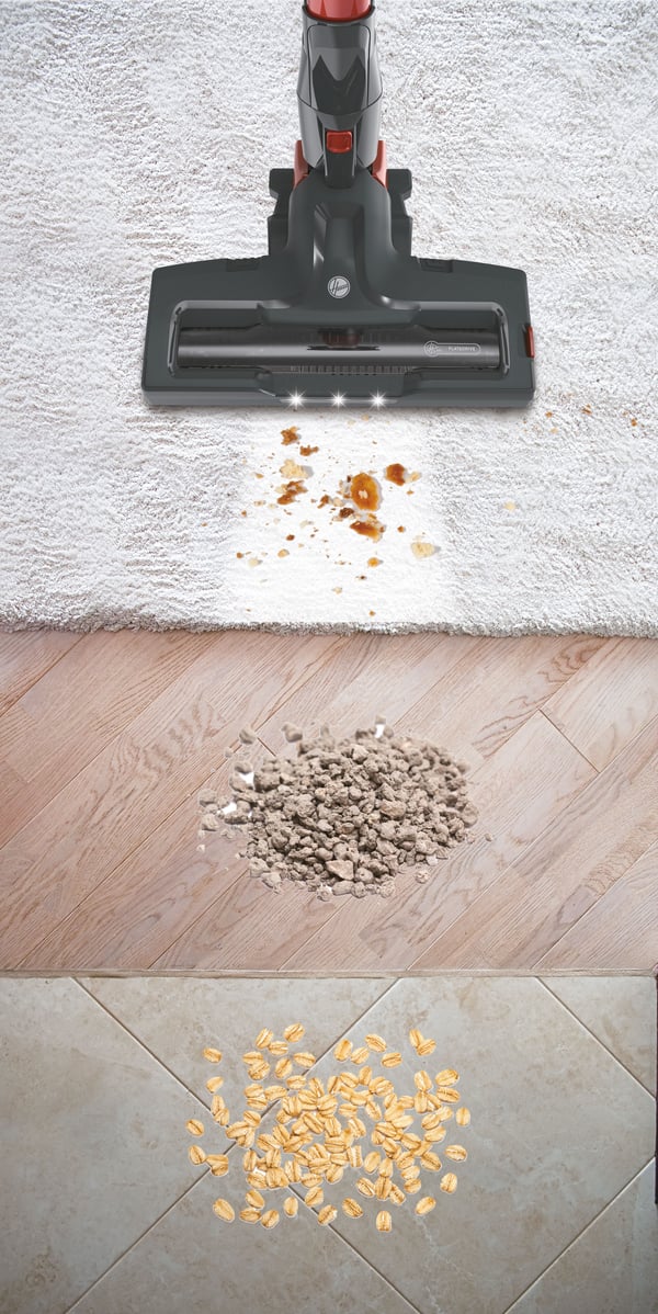 Hoover HF322AFP 011 2-i-1 stangstøvsuger Batteri Dry Stof Poseløs 0,7 L 240 W Grå, Titanium